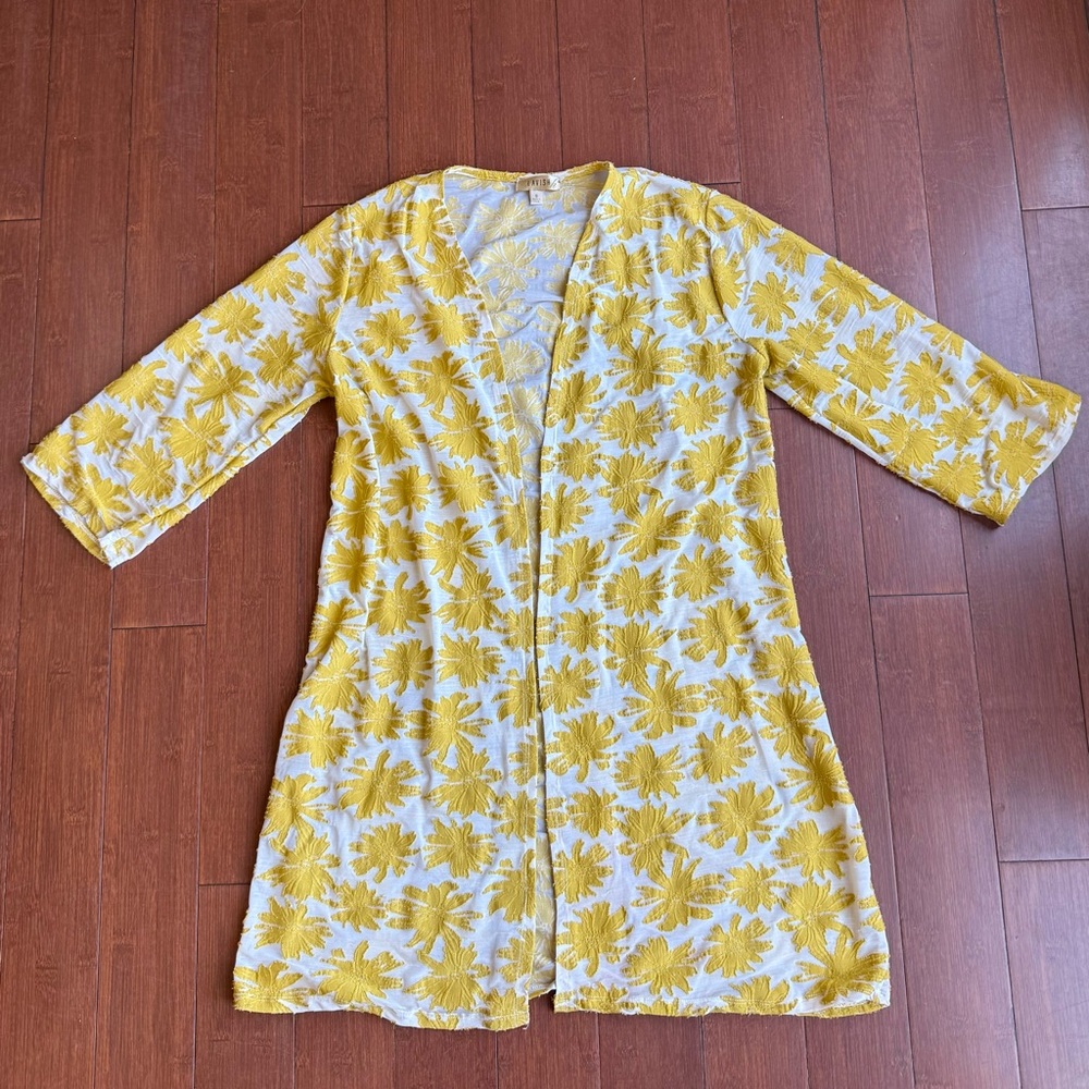 Yellow Floral Open‎ Cardigan